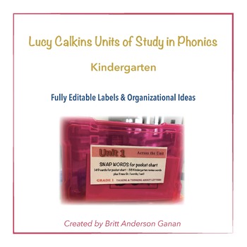 Preview of PHONICS LABEL BUNDLE- Kindergarten - Lucy Calkins Units of Study in Phonics