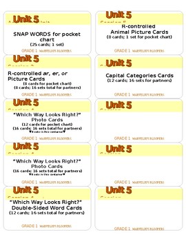 Preview of PHONICS LABELS - UNIT 5 - Grade 1 - Lucy Calkins Units of Study in Phonics