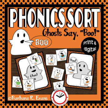 Preview of PHONICS LITERACY CENTER Phonics Sort Halloween Vowels Vowel Digraphs
