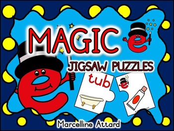 Preview of CVC TO CVCE WORD WORK PUZZLES MAGIC E LONG VOWELS ACTIVITY PHONICS CENTER GAME