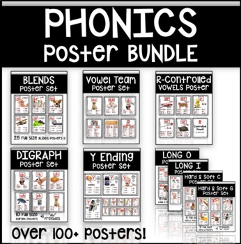 Preview of PHONICS POSTERS BUNDLE with REAL LIFE PICTURES