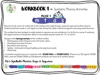 Preview of PHONICS Workbook 1 - Synthetic Phonics Made Easy with teacher RUBRICS
