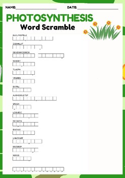 Preview of PHOTOSYNTHESIS Word scramble puzzle worksheet activity