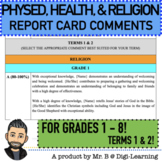 PHYSED, RELIGION, & HEALTH REPORT CARD COMMENTS (GRADES 1 - 8)