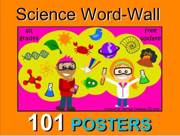 Preview of PHYSICAL, LIVING, EARTH SCIENCE WORD WALL 101 POSTERS  VOCABULARY BUILDER K-12