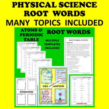 Preview of PHYSICAL SCIENCE VOCABULARY - ROOT WORDS, PREFIXES and SUFFIXES BUNDLE