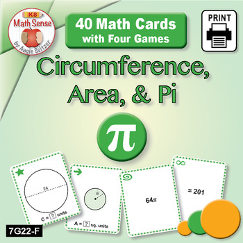 Preview of PI DAY ACTIVITIES Circumference, Area, and Pi: Math Sense Matching Games 7G22-F