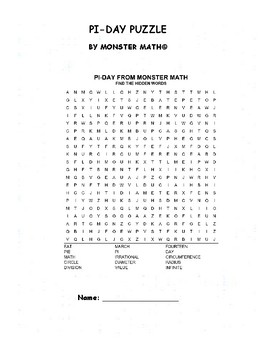 Pi Day Word Search Worksheets Teaching Resources Tpt