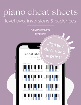 Preview of PIANO CHEAT SHEETS: LEVEL 2 (Inversions & Cadences)