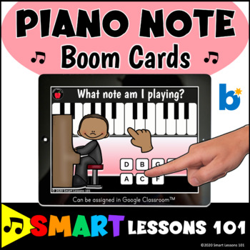 Preview of PIANO NOTES BOOM CARDS™ Music Note Game Piano Music Activity Google Classroom™