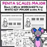 PIANO Penta Scale Worksheets Black & White A-G MAJOR