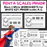 PIANO Penta Scale Worksheets Black & White A-G MINOR