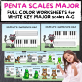 PIANO Penta Scale Worksheets FULL COLOR A-G MAJOR
