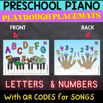 Preview of PIANO Playdough Placemat Numbers and Letters PRESCHOOL