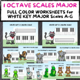 PIANO SCALES ONE OCTAVE Worksheets FULL COLOR A-G MAJOR