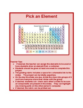 Preview of PICK AN ELEMENT