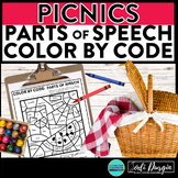 PICNIC color by code summer coloring page PARTS OF SPEECH 