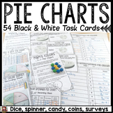 PIE CHARTS/ CIRLCE GRAPHS BLACK AND WHITE TASK CARDS