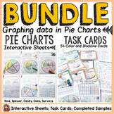 PIE CHARTS/PIE CIRCLE GRAPHS TASK CARDS AND {NO PREP} SHEE