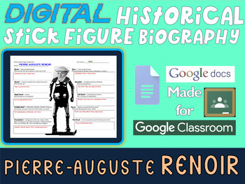 Preview of PIERRE-AUGUST RENOIR Digital Historical Stick Figure Biography (MINI BIOS)