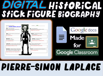 Preview of PIERRE-SIMON LAPLACE Digital Historical Stick Figure (bios) Editable Google Docs