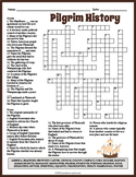 PILGRIM HISTORY Crossword Puzzle Worksheet Activity