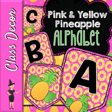PINEAPPLE PENNANT BANNER, BULLETIN BOARD LETTERS, PINK & YELLOW