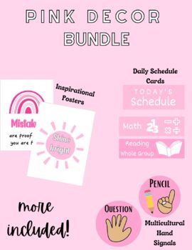 Preview of PINK CLASSROOM DECOR *GROWING BUNDLE*