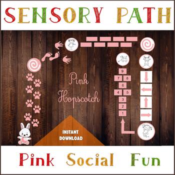 Preview of PINK Sensory Path, Printable floor design for Nursery School,Ballet Hopscotch