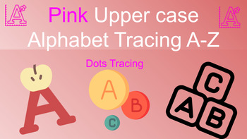 Preview of PINK upper case alphabet tracing handwriting practices worksheets A-Z
