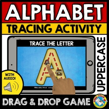 Preview of PIRATE ALPHABET UPPERCASE LETTER TRACING BOOM CARDS ACTIVITY FORMATION PRACTICE