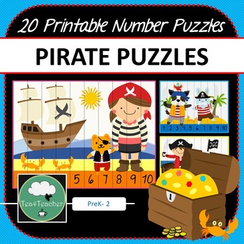 Preview of PIRATE NUMBER PUZZLES 20 Pirate Puzzles 1-10 + Skip Counting