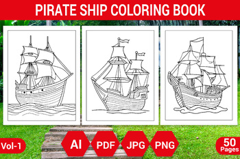 Preview of PIRATE SHIP COLORING BOOK