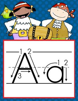 Preview of PIRATES - Alphabet Flag Banner, handwriting, A to Z, ABC print arrow font