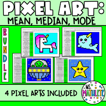 Preview of PIXEL ART:  Finding the Mean, Median, & Mode BUNDLE