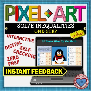 Preview of PIXEL ART: Solve One-Step Inequalities (2 Options) DISTANCE LEARNING