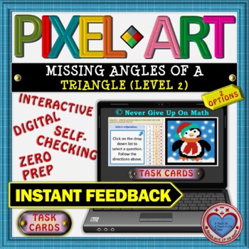 Preview of PIXEL ART (TC): Missing Angles of Triangle (Level 2 - Solve Equations)