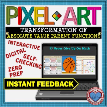 Preview of PIXEL ART: Transformation of Absolute Value Parent Function DISTANCE LEARNING