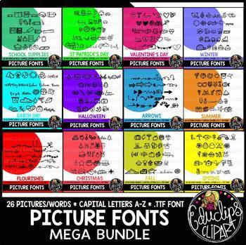 Preview of Picture Fonts For The Year Mega Bundle {Educlips Clipart}