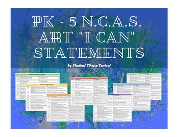 Preview of PK - 5 Elementary NCAS Art Standards "I Can" Statements