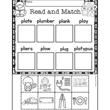 PL Blends Worksheets & Activities (Beginning L blends) - No Prep Pack