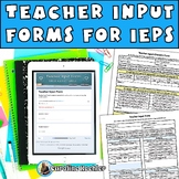 Special Education Teacher Input Forms Writing PLAAFP IEP D
