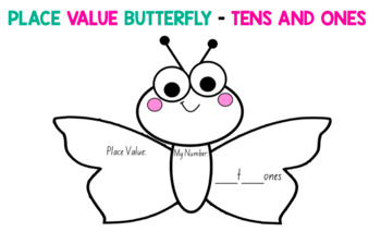 Preview of PLACE VALUE BUTTERFLY CRAFT! TENS AND ONES + PARTITIONING!