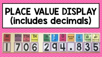 Preview of PLACE VALUE DISPLAY (INCLUDES DECIMALS)