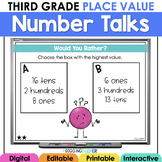 PLACE VALUE Digital Number Talks Third Grade Math Warm Ups