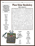PLACE VALUE Math Vocabulary Word Search Puzzle Worksheet Activity