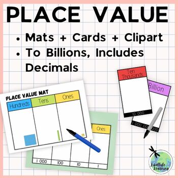 Preview of PLACE VALUE Mats + Cards + Clipart | To the Billions, Includes Decimals