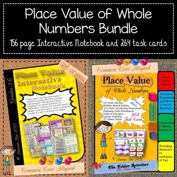 Preview of PLACE VALUE: WHOLE NUMBERS BUNDLE {Interactive Notebook and 264 Task cards}