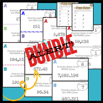 Preview of Place Value Scavenger Hunt Task Cards BUNDLE (Whole Number & Decimal)