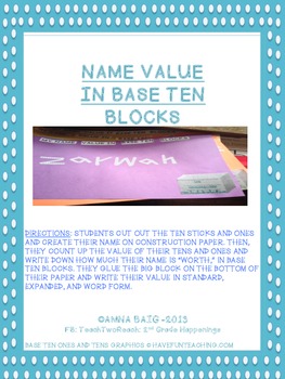 Preview of PLACE VALUE NAME ACTIVITY: What's My Name Worth in Tens and Ones?